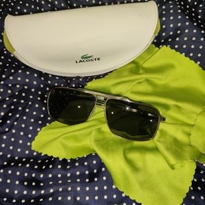 Lacoste Sunglasses/Case/Polishing Cloth Model: LA12416 Silver Fashion Aviator